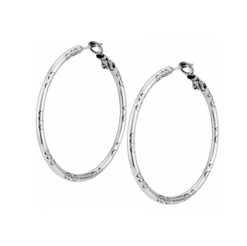 Large Hoop Charm Earrings- Silver