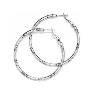 Large Hoop Charm Earrings- Silver