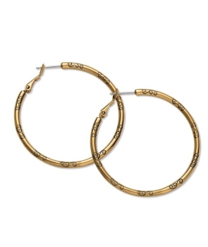 Large Hoop Charm Earrings- Gold