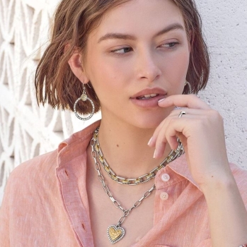 Mosaic Two Tone French Wire Hoop Earrings