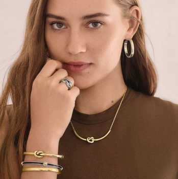 Interlok Single Knot Hinged Bangle- Gold