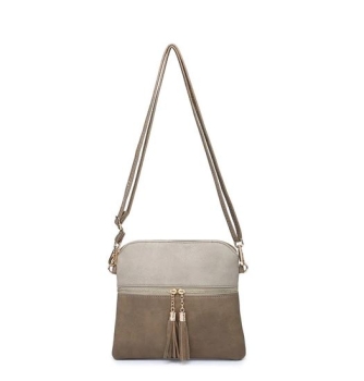 Tara Crossbody in Khaki and Light Khaki