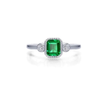 Square May Birthstone Ring