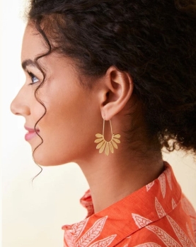 Palmetto Hoop Earrings Gold