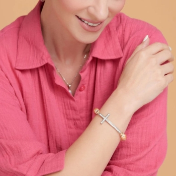 Pearl & Stone Cross Bracelet