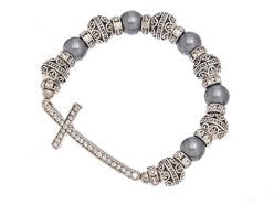 Pearl & Stone Cross Bracelet
