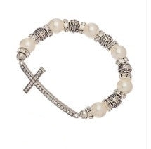 Pearl & Stone Cross Bracelet