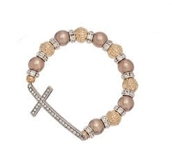 Pearl & Stone Cross Bracelet
