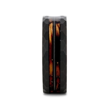 Riff Black Tungsten with Charred Whiskey Barrel and Guitar String Wedding Ring