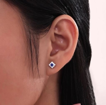 Sapphire 0.54 CTW Halo Stud Earrings