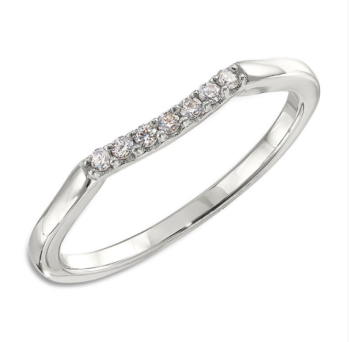 14KT White Gold .08CT TW(7)Diamond Curve Wedding Band