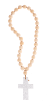 Wood Beaded Loop with Cross Charm