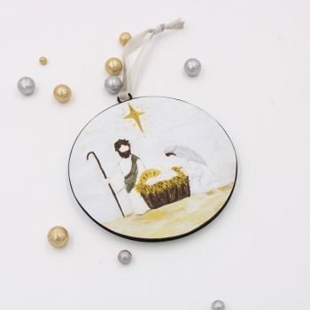 Holy Family Metal Disc Ornament