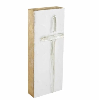 Tall Silver Cross Decorative Block
