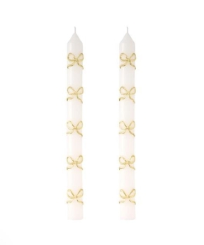 Taper Candle, Set of 2 - Gold Bows