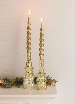 Taper Candle, Set of 2 - Gold Spiral