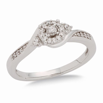 White Gold Diamond Halo Bridal Set