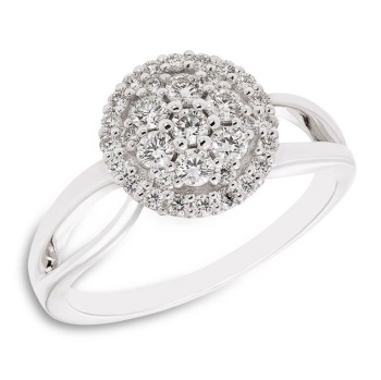 10Kt 1/2cttw Round Shape Diamond Split Shank Engagement Ring