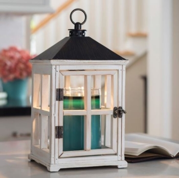 Weathered White Wooden Lantern