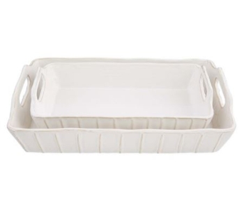 Textured White Baker Dish, 2 Asst