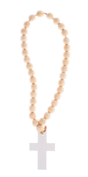 Wood Beaded Loop with Cross Charm