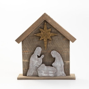 Wood Holy Family Tabletop Décor