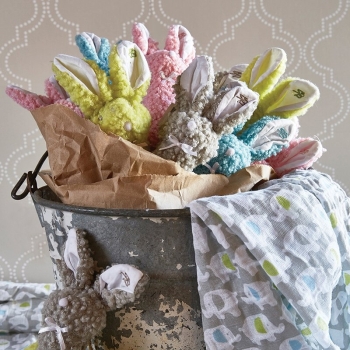 Woolly Bunny Post Rattle, 3 Asst