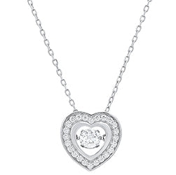 Sterling Silver Dancing CZ Heart Necklace
