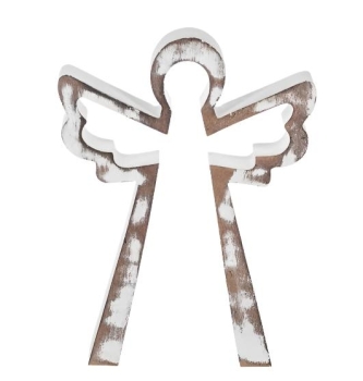 Nested White Wash Angel Figurine, 3 Piece Set
