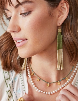 Bitty Bead Earrings Skyscraper Sage Green