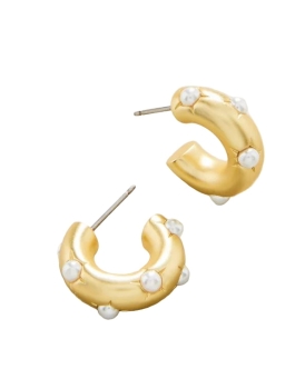 Chubby Hoop Earrings Pearl
