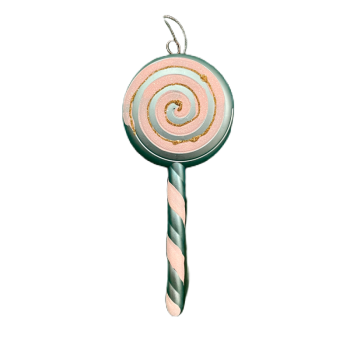 Blue Lollipop With White Swirl Ornament