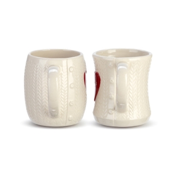Sculpted Knit Cuddle Snuggle Mugs - Set of 2