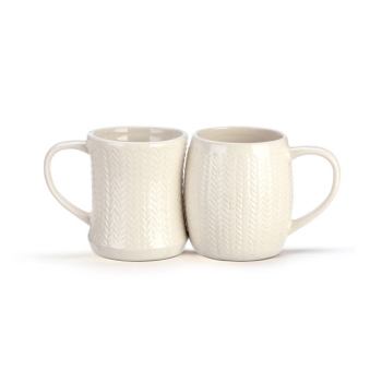 Sculpted Knit Cuddle Snuggle Mugs - Set of 2