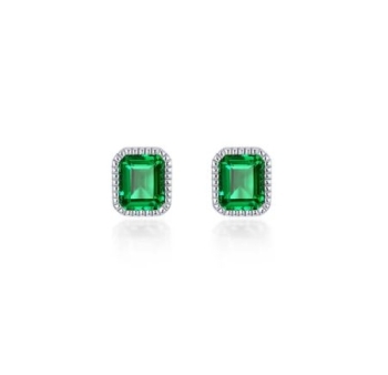May Birthstone Solitaire Stud Earrings