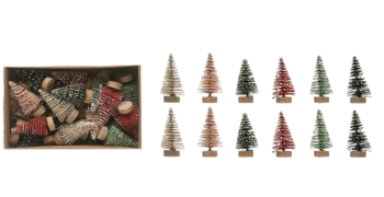 Flocked Mini Bottle Brush Trees