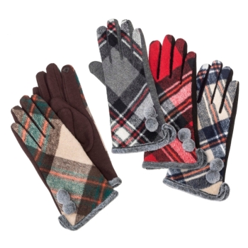 Plaid Texting Gloves
