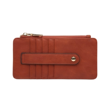 Saige Vegan Leather Slim Card Wallet- Rust