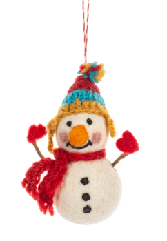 Wool Santa & Snowman Ornaments