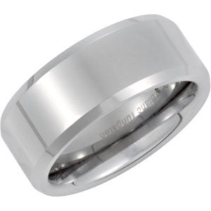 White Dura Tungsten Beveled Band