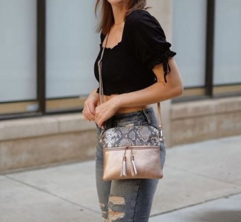 Tara Crossbody in Black and Brown
