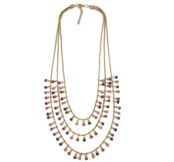 Sachi Mulberry Three Strand Drop Bead Necklace