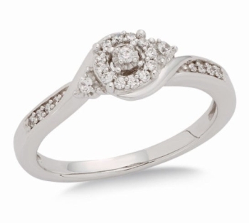 White Gold Diamond Halo Bridal Set
