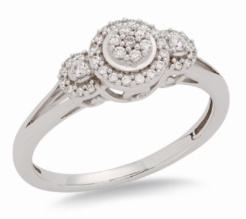 White Gold, Round Diamond Halo Bridal Set