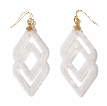 Deco Drama Resin Earrings- White Shimmer