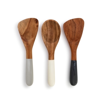 Acacia Wood Appetizer Spoons - Set of 3