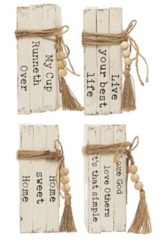 Wood Block Faux Books with Saying
