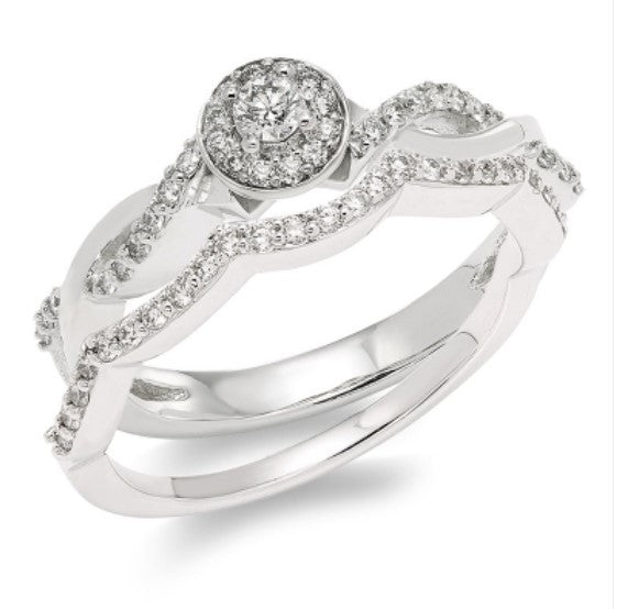 10KT White Gold 1/4CT(52) Diamond Cluster Halo Engagement Ring