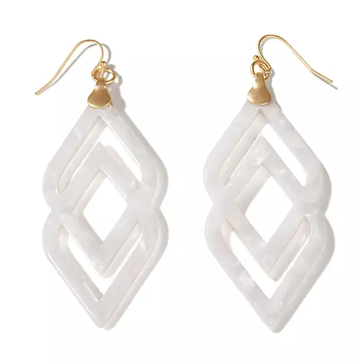 Deco Drama Resin Earrings- White Shimmer