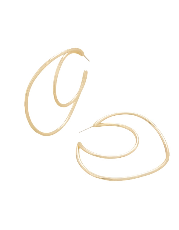 Winding Oak Hoop Earrings Gold